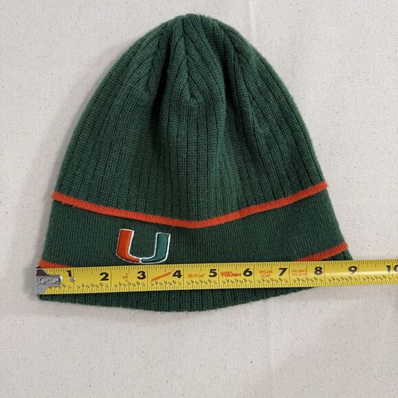 Miami Hurricanes Beanie Hat Knit Nike Orange Green Mens One Size - Picture 5 of 7
